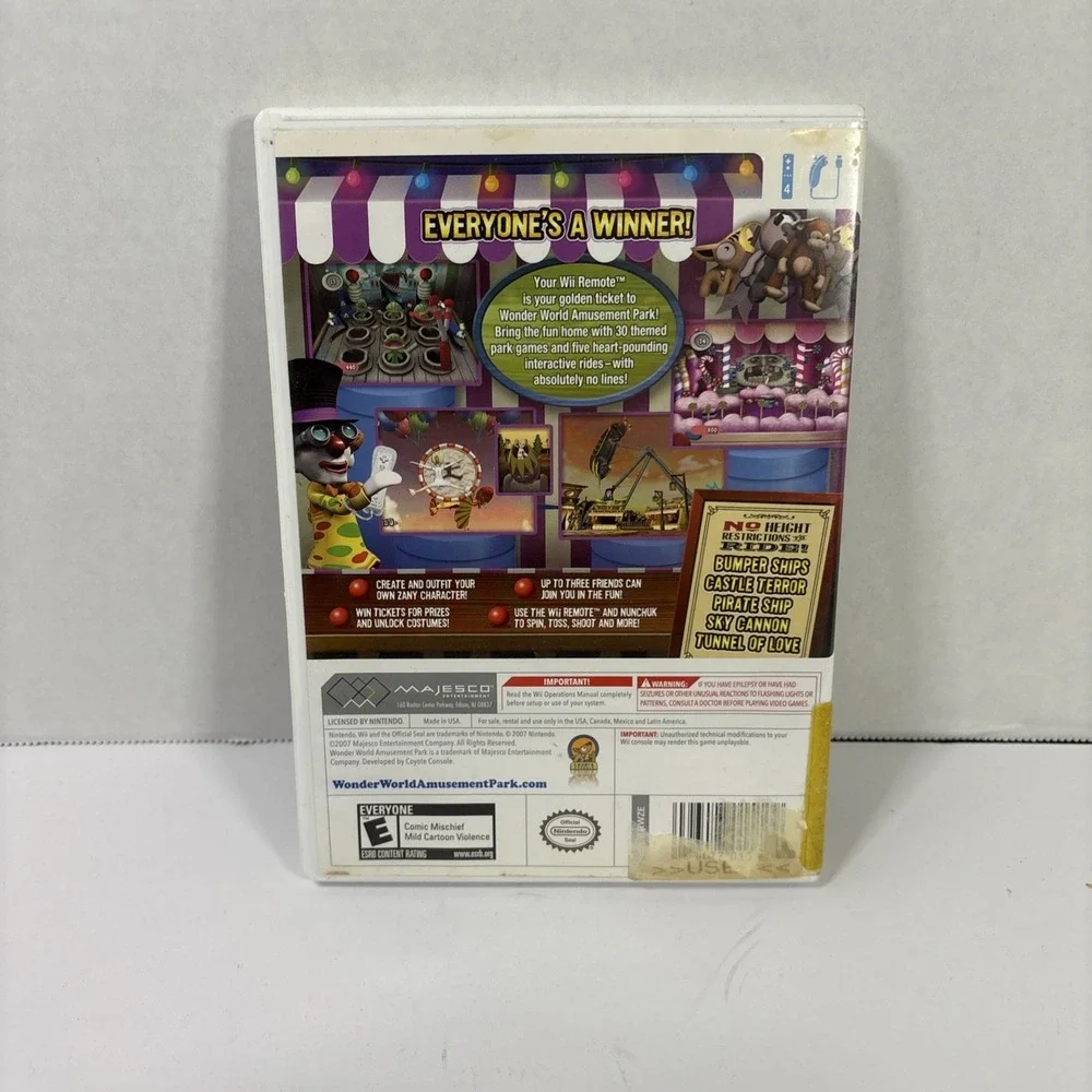Wonder World Amusement Park Nintendo Wii Game Complete CIB Majesco Entertainment